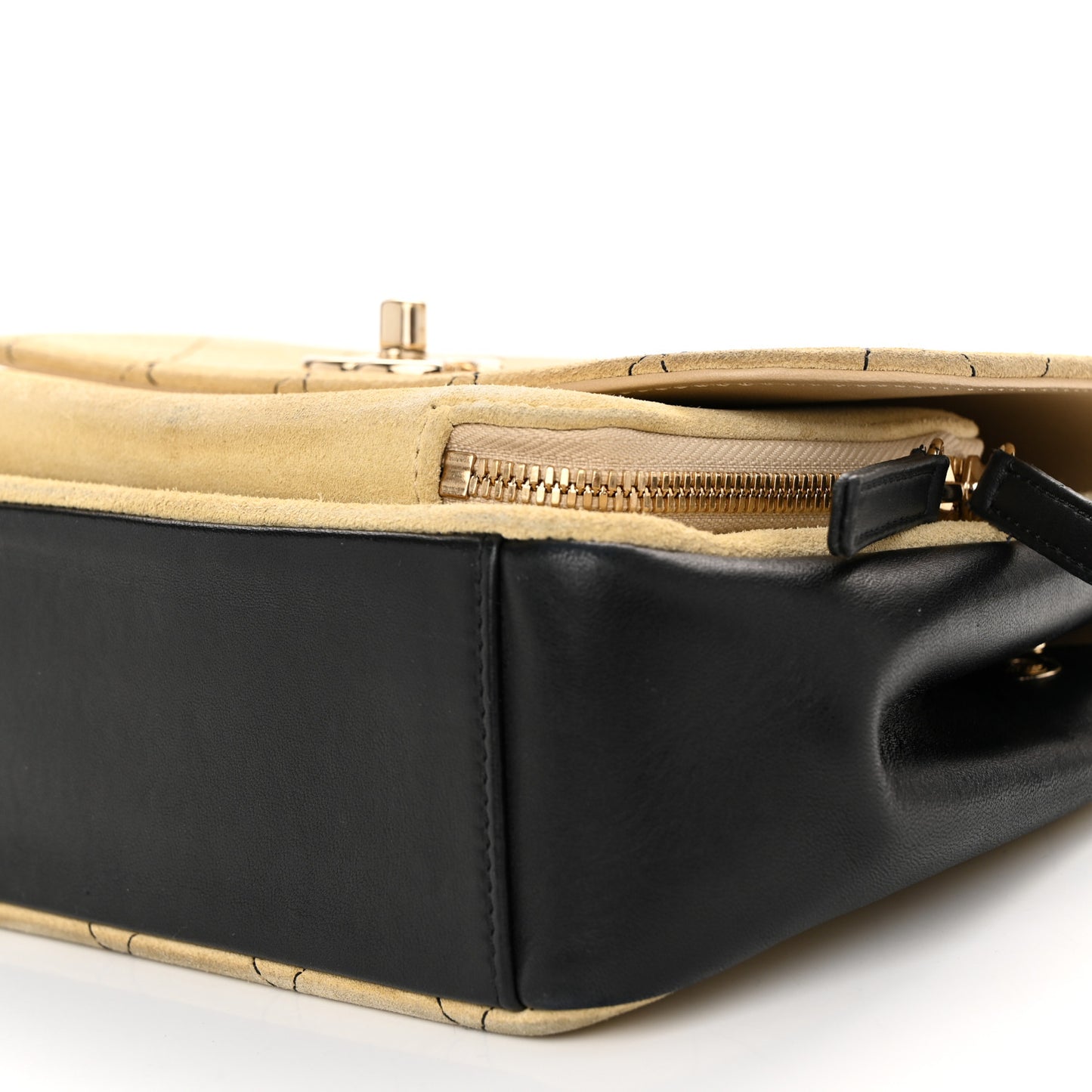Suede Calfskin Small Business Affinity Flap Beige