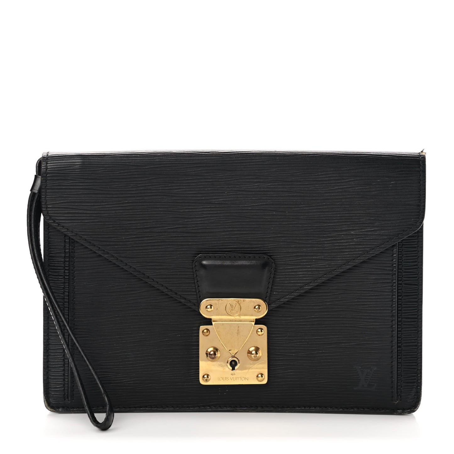 Epi Pochette Sellier Dragonne Clutch Black