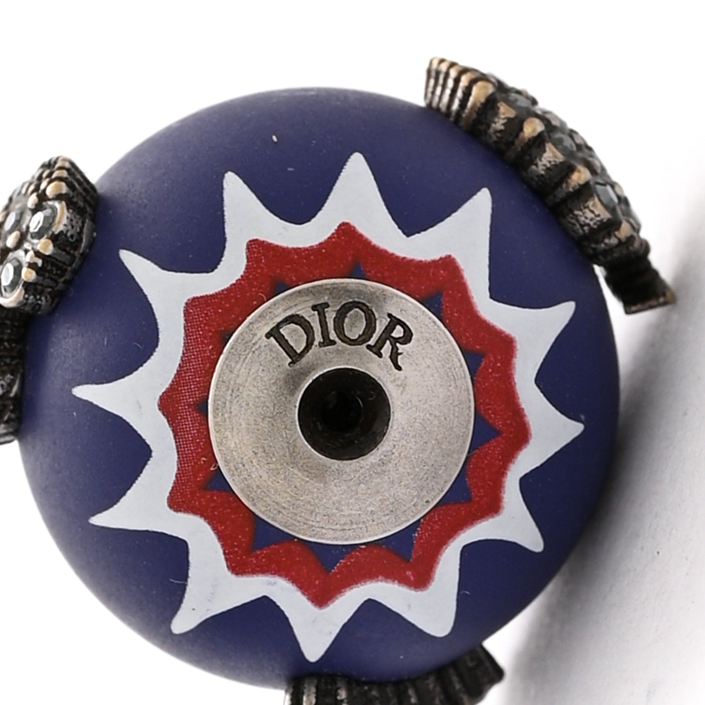 Crystal Mise En Dior Tribal Earrings Matte Blue