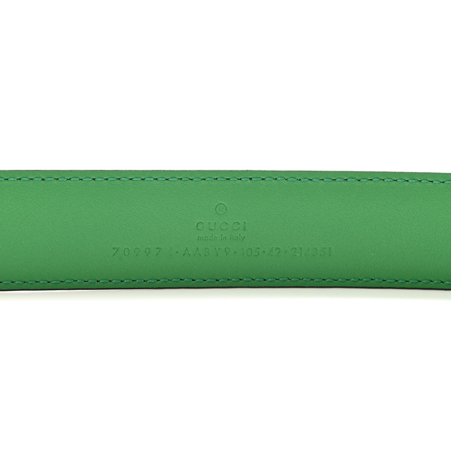 Textured Dollar Calfskin Square G 30mm Belt 105 42 Black Green