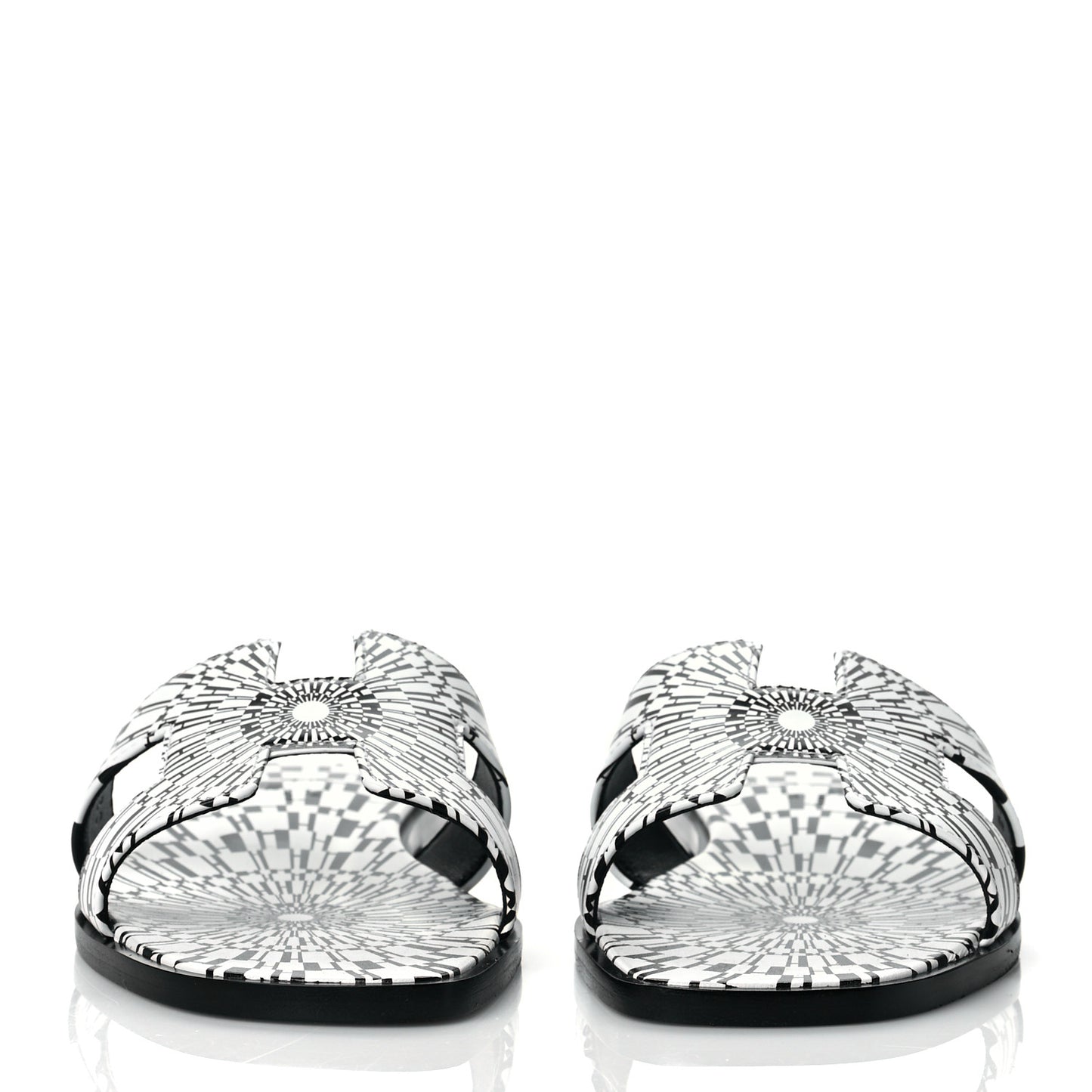 Calfskin Printed Op'H Oran Sandals 37 Black White