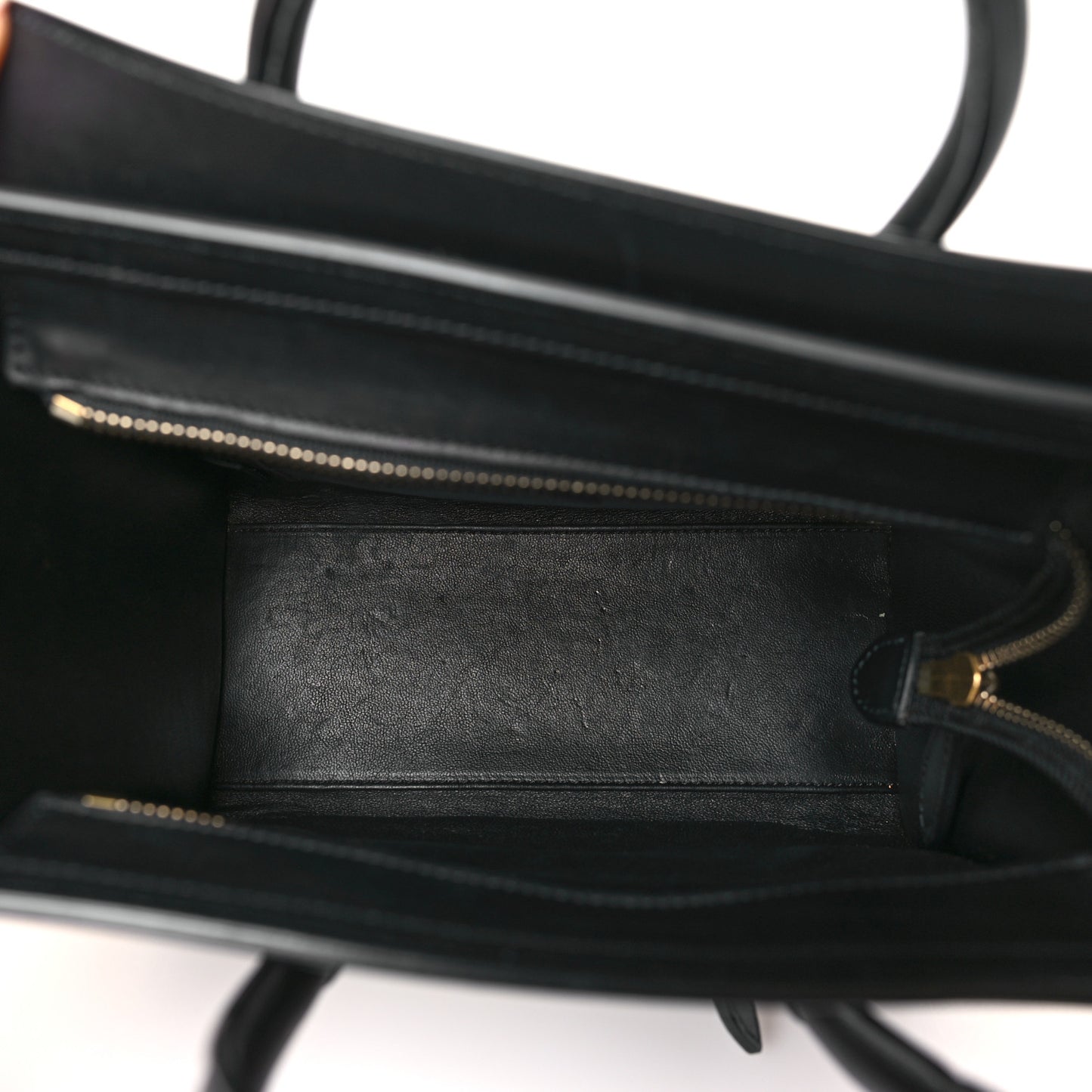 Drummed Calfskin Suede Nano Tri-Color Luggage Amber