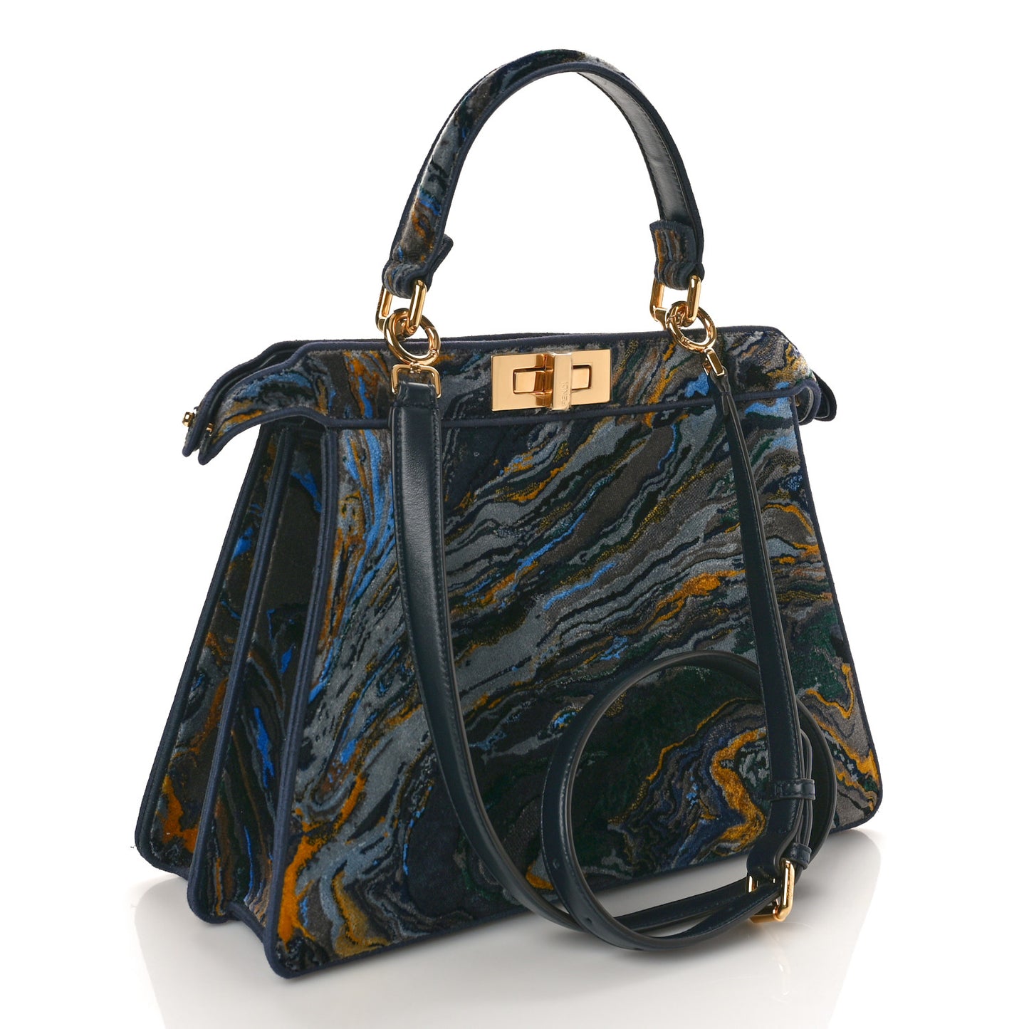 Velvet Marble Medium Peekaboo I SEE U Satchel Bleu Multicolor