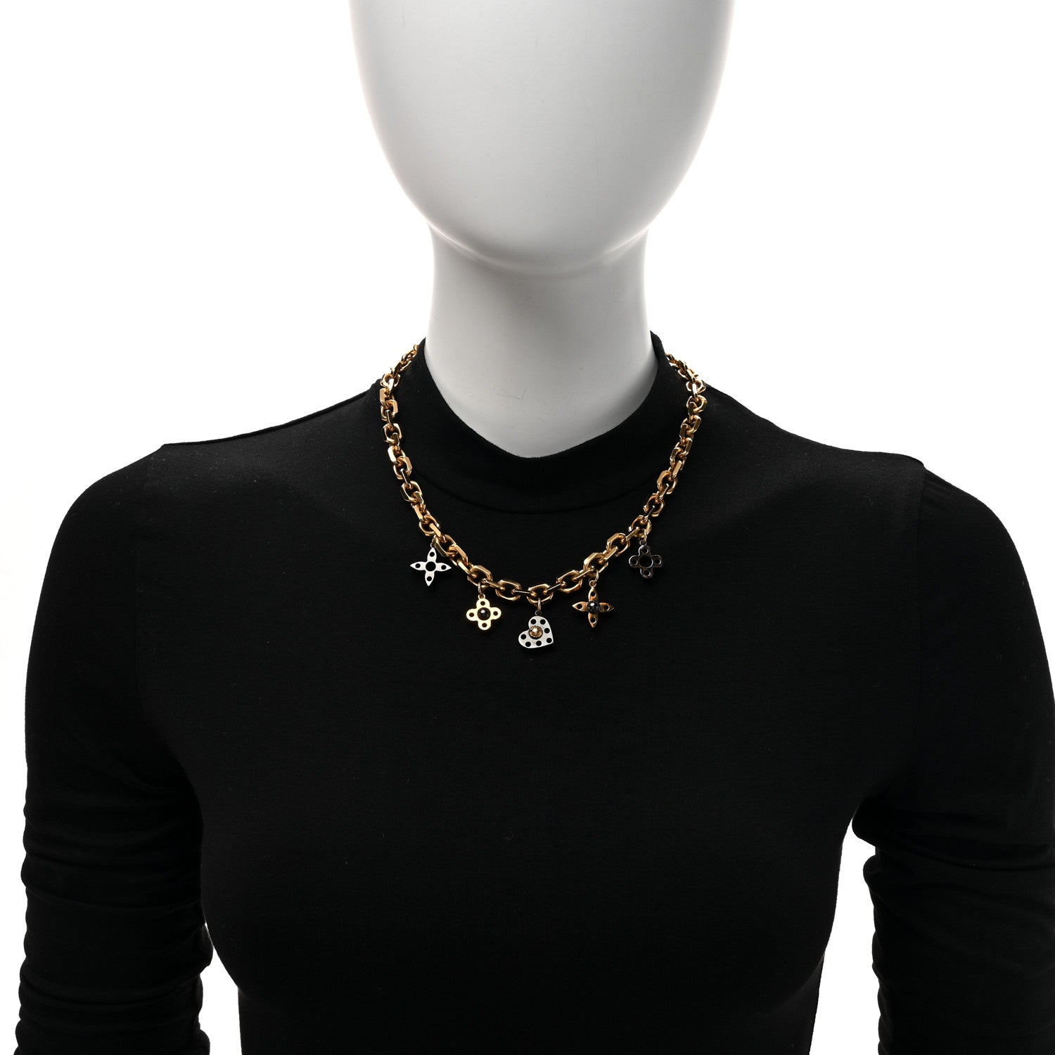 Louis Vuitton Monogram Hide and Seek Necklace Gold Black 3 of 7