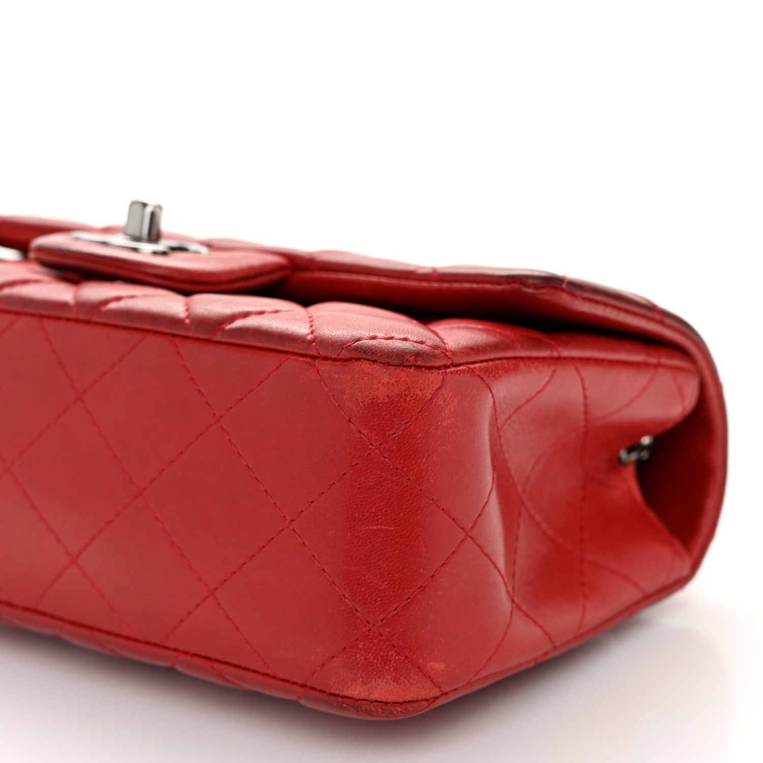 Chanel Lambskin Quilted Mini Rectangular Flap Red 10 of 13