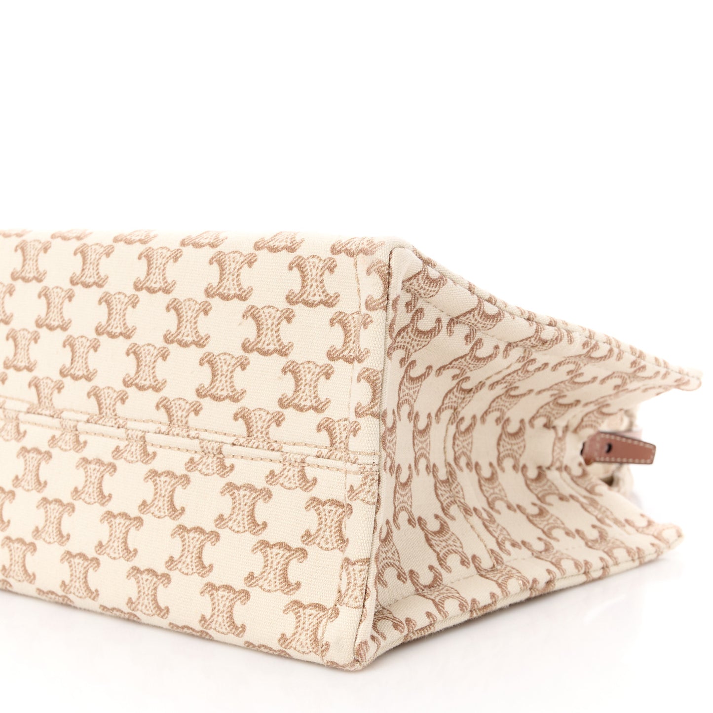 Canvas Calfskin Triomphe Print Small Cabas Thais White