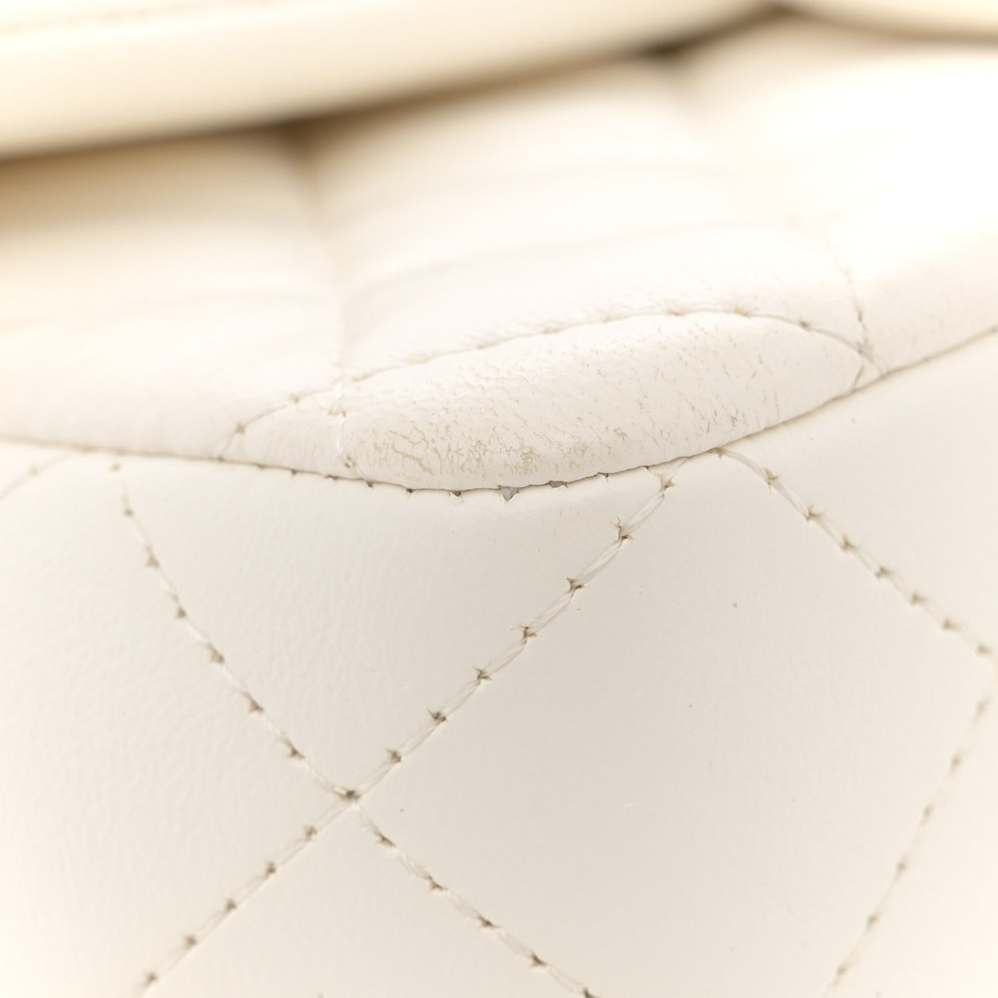 Lambskin Quilted Mini Lion Charm Top Handle Rectangular Flap White