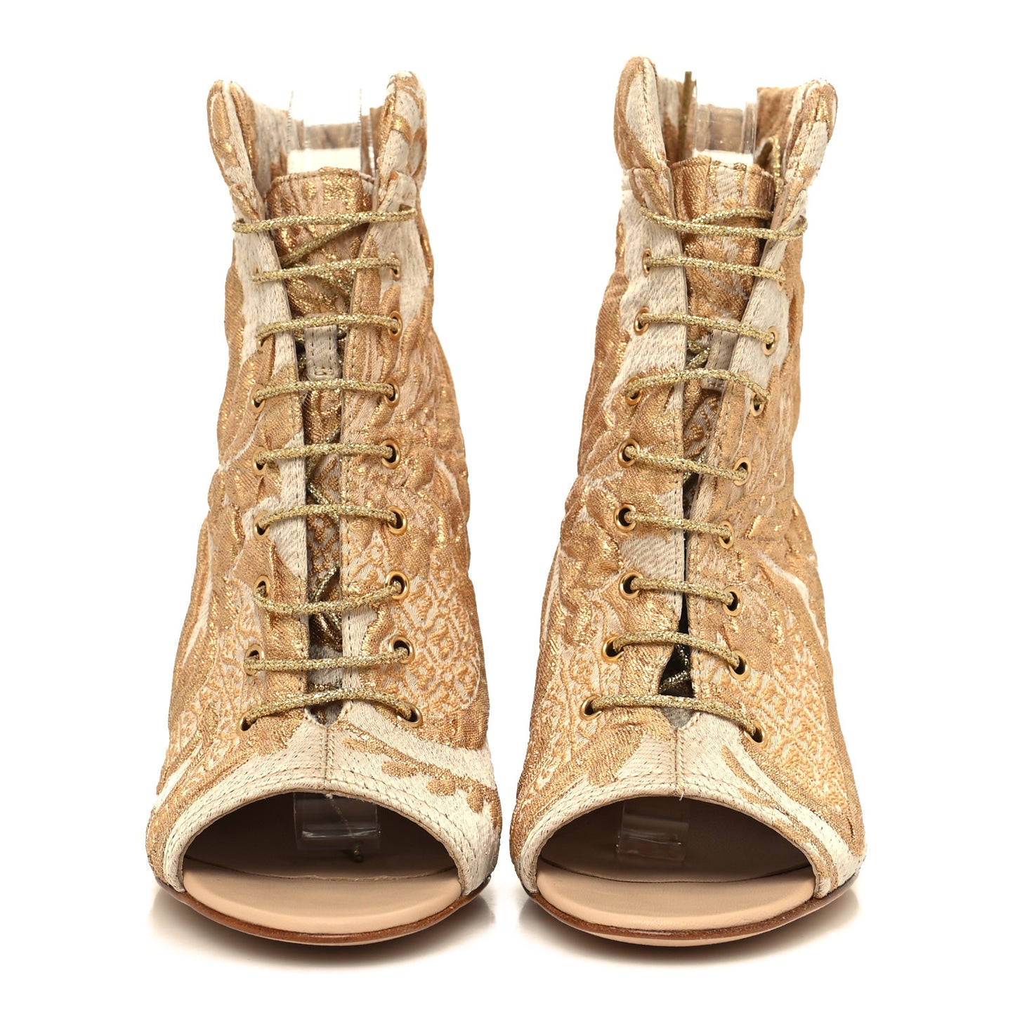 Jacquard Peep Toe Pumps 37 Beige