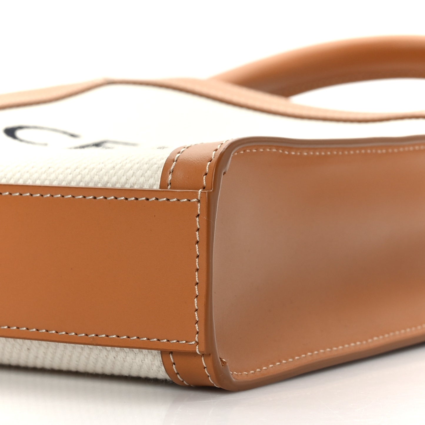 Canvas Calfskin Mini Vertical Cabas Natural Tan