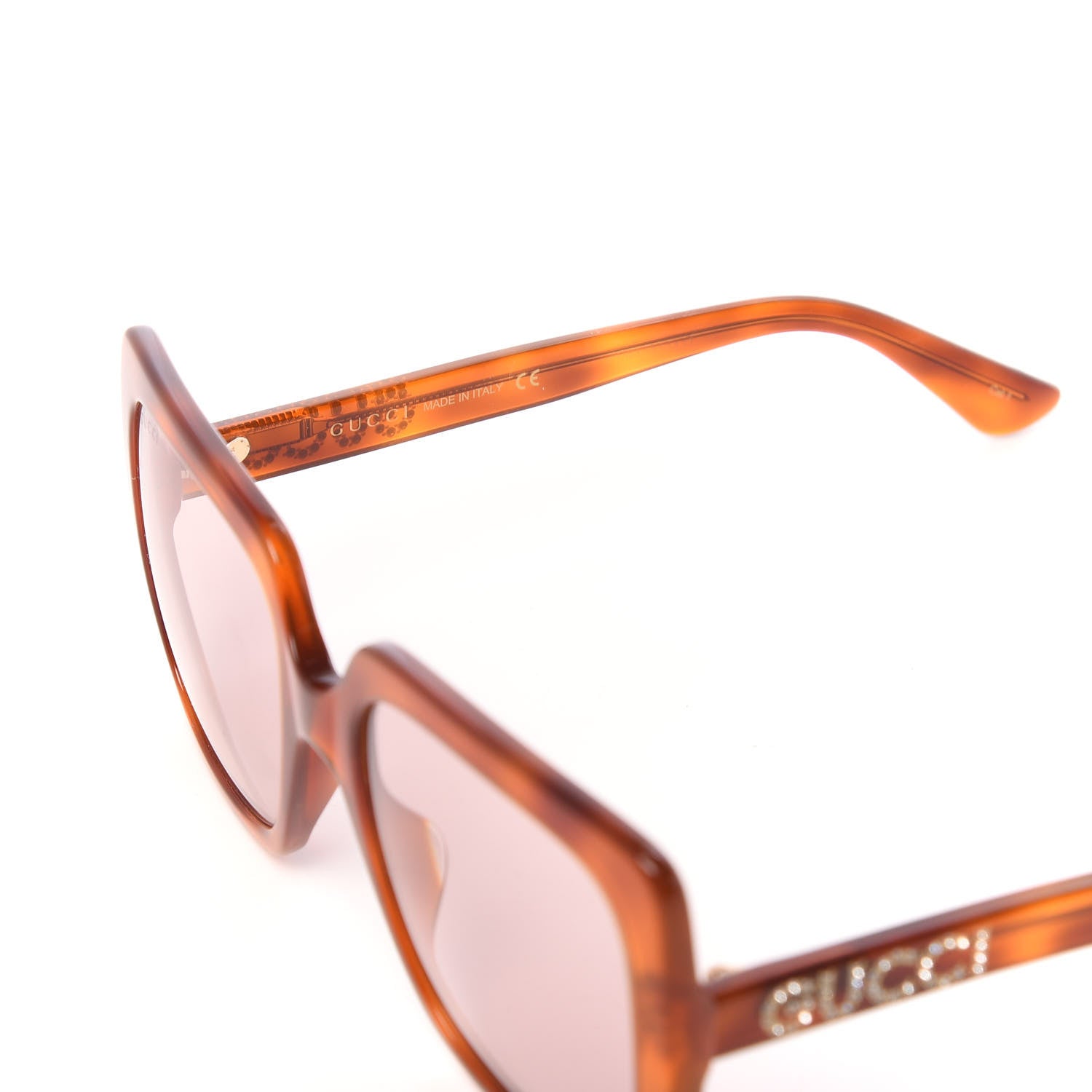Gucci Square Frame Crystal Sunglasses GG 0418S Tortoiseshell 6 of 9