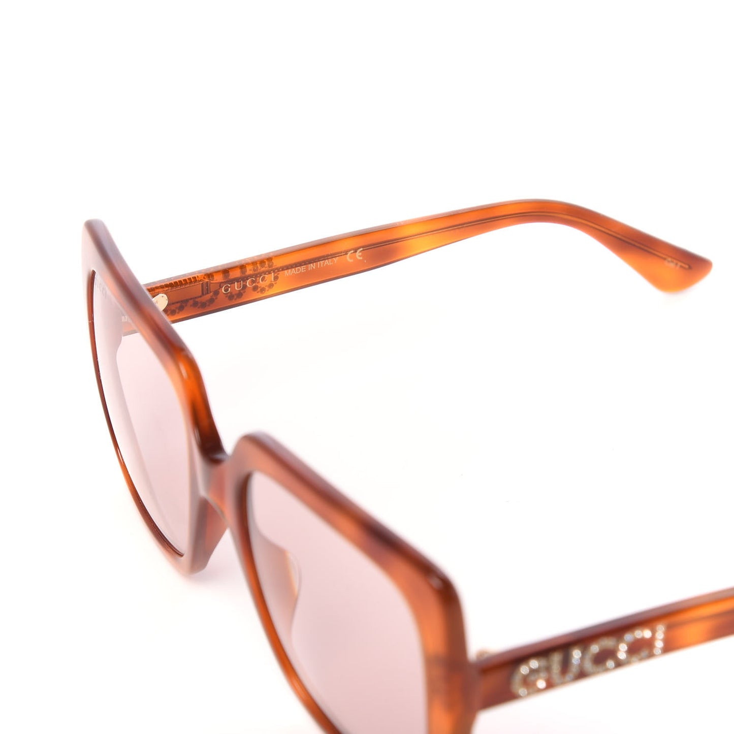 Square Frame Crystal Sunglasses GG 0418S Tortoiseshell