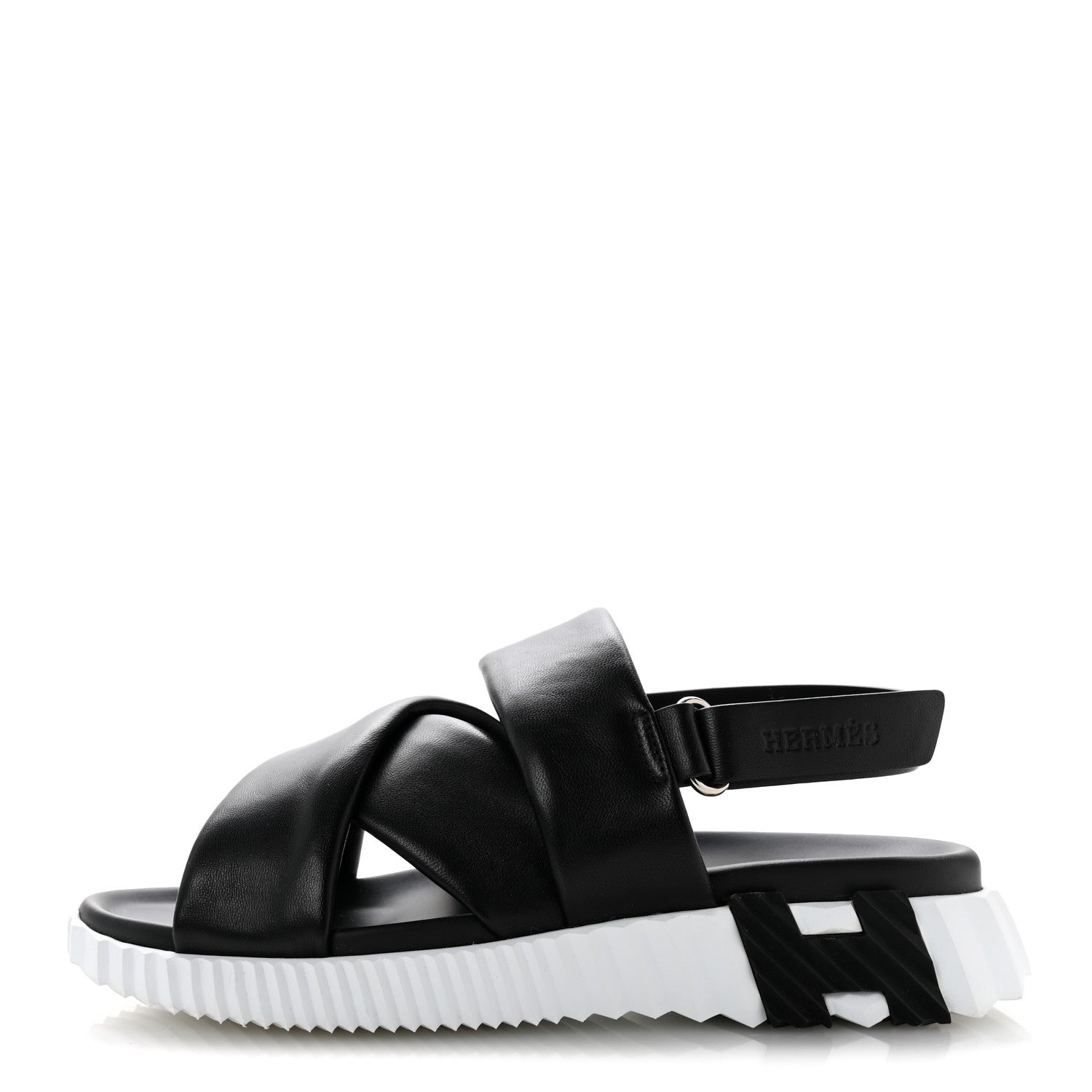 Hermes Calfskin Womens Electric Sandals 38.5 Black 1921834