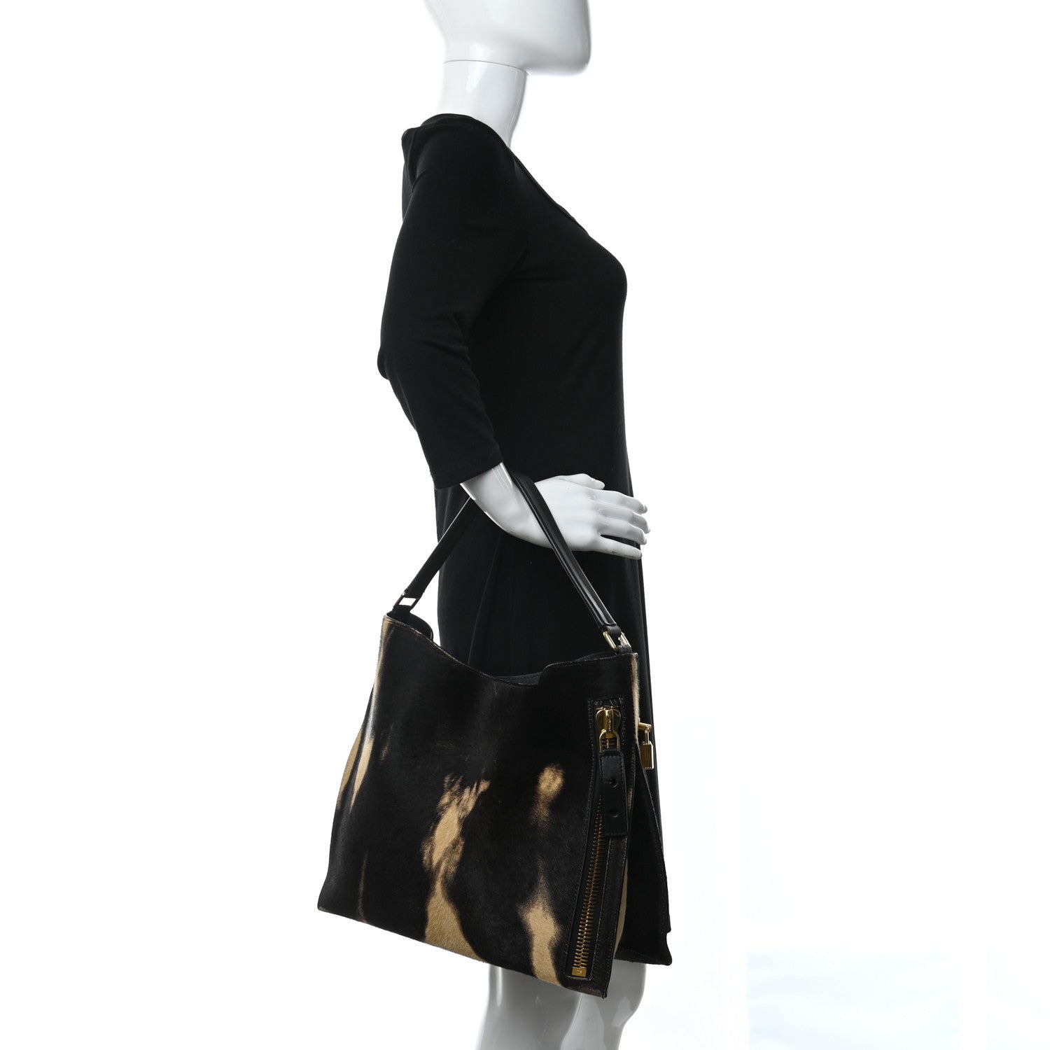 Tom Ford Calf Hair Tie Dye Small Alix Padlock Zip Hobo Bag 3 of 11