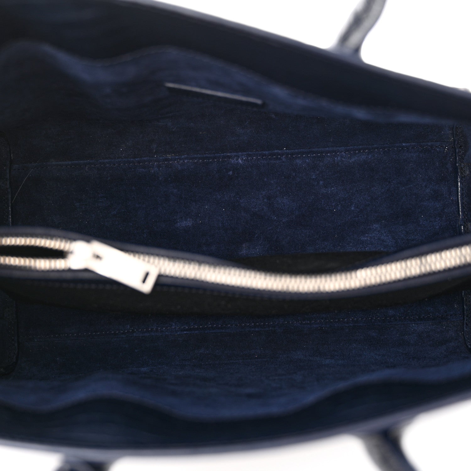 Saint Laurent Calfskin Crocodile Embossed Small Supple Sac de Jour Navy 5 of 10