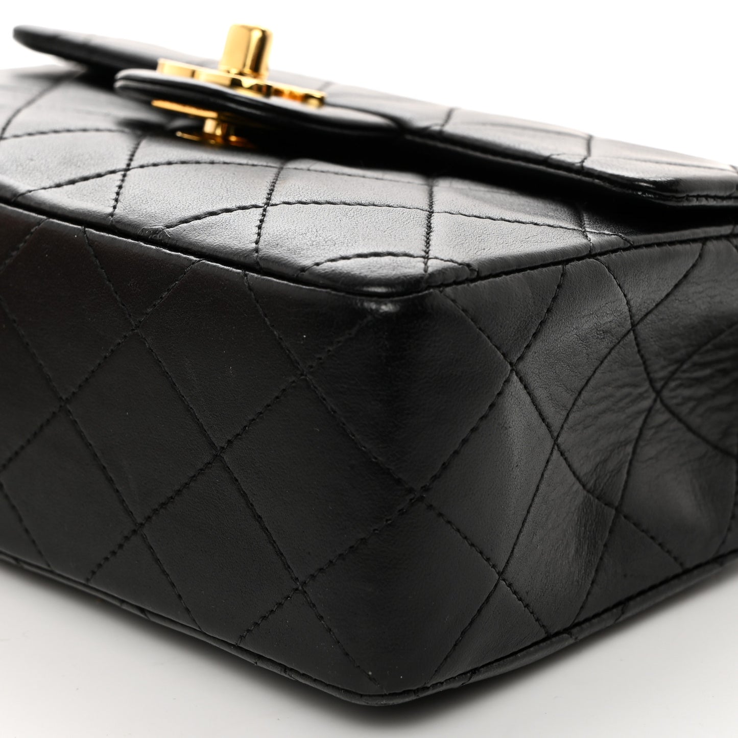 Lambskin Quilted Mini Square Flap Bag Black