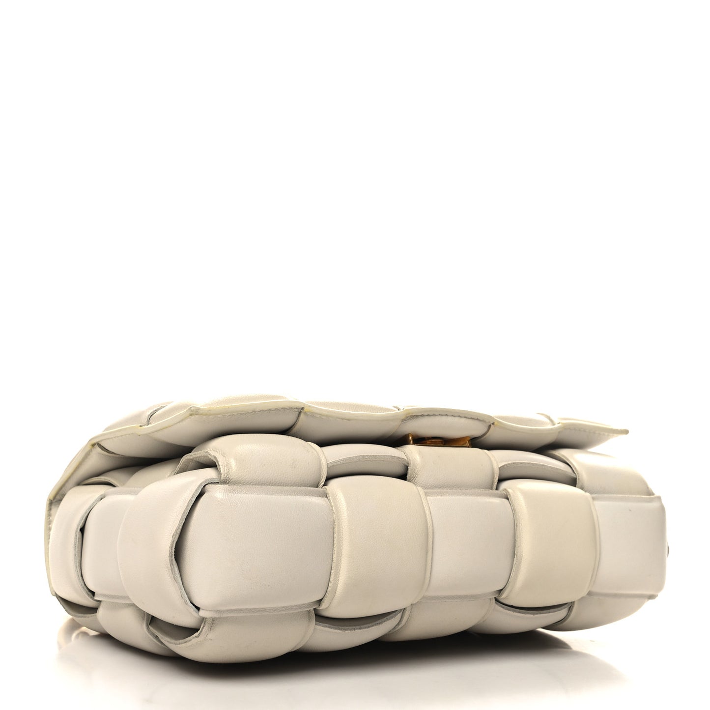 Lambskin Maxi Intreccio Padded Chain Cassette Crossbody Bag White