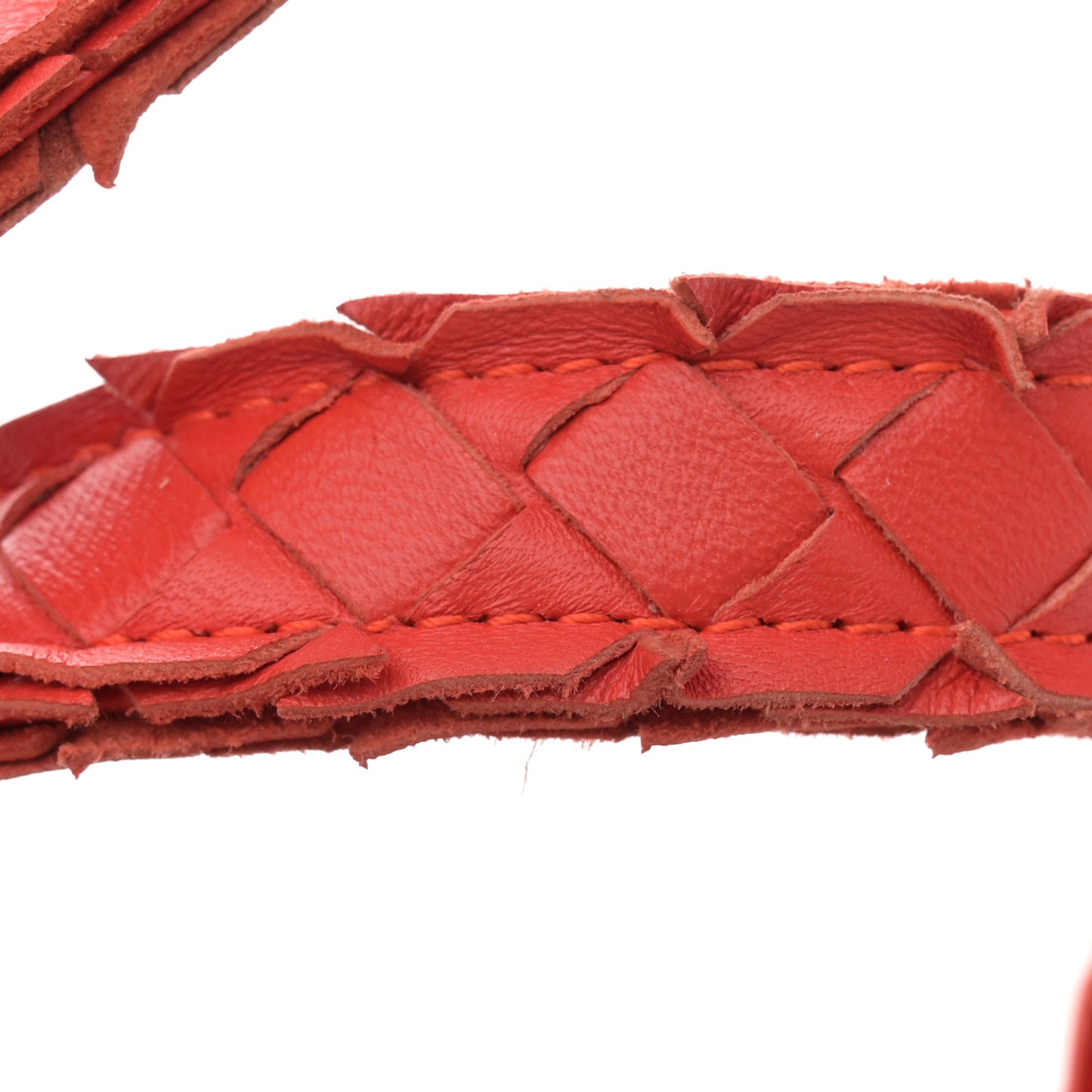 Nappa Intrecciato Patchwork Frayed Tote Red