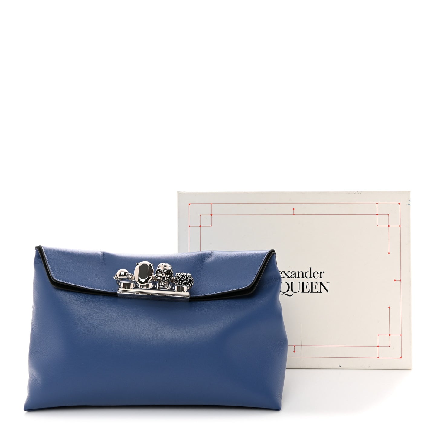 Nappa Skull Four Ring Clutch Blue