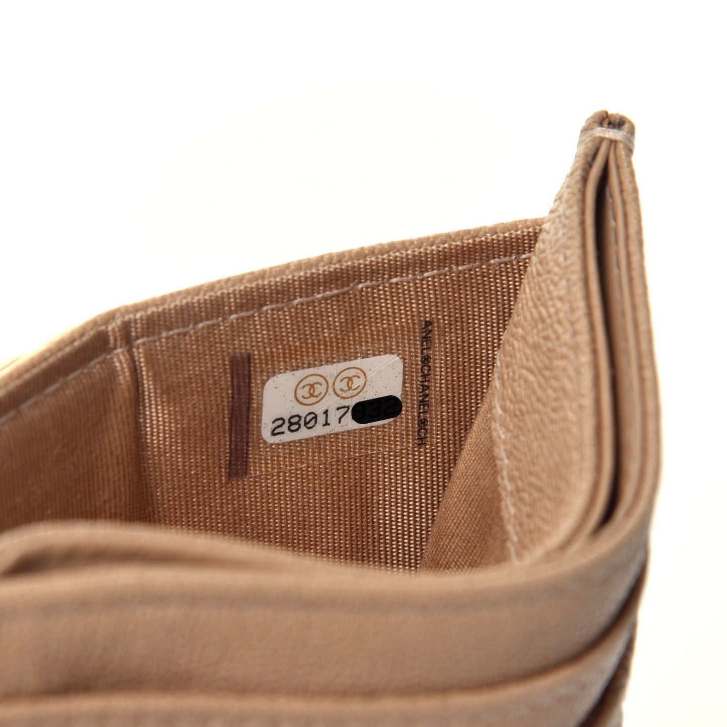 Caviar Quilted Boy Card Holder Beige