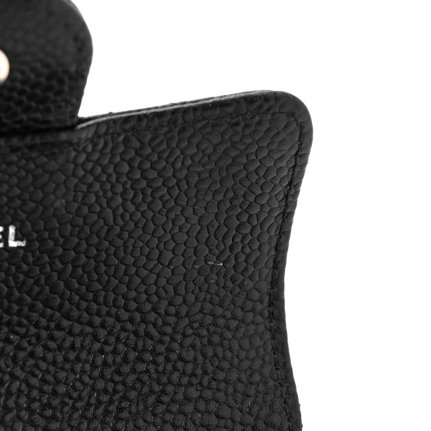 Caviar Quilted Flap Card Holder Wallet Black