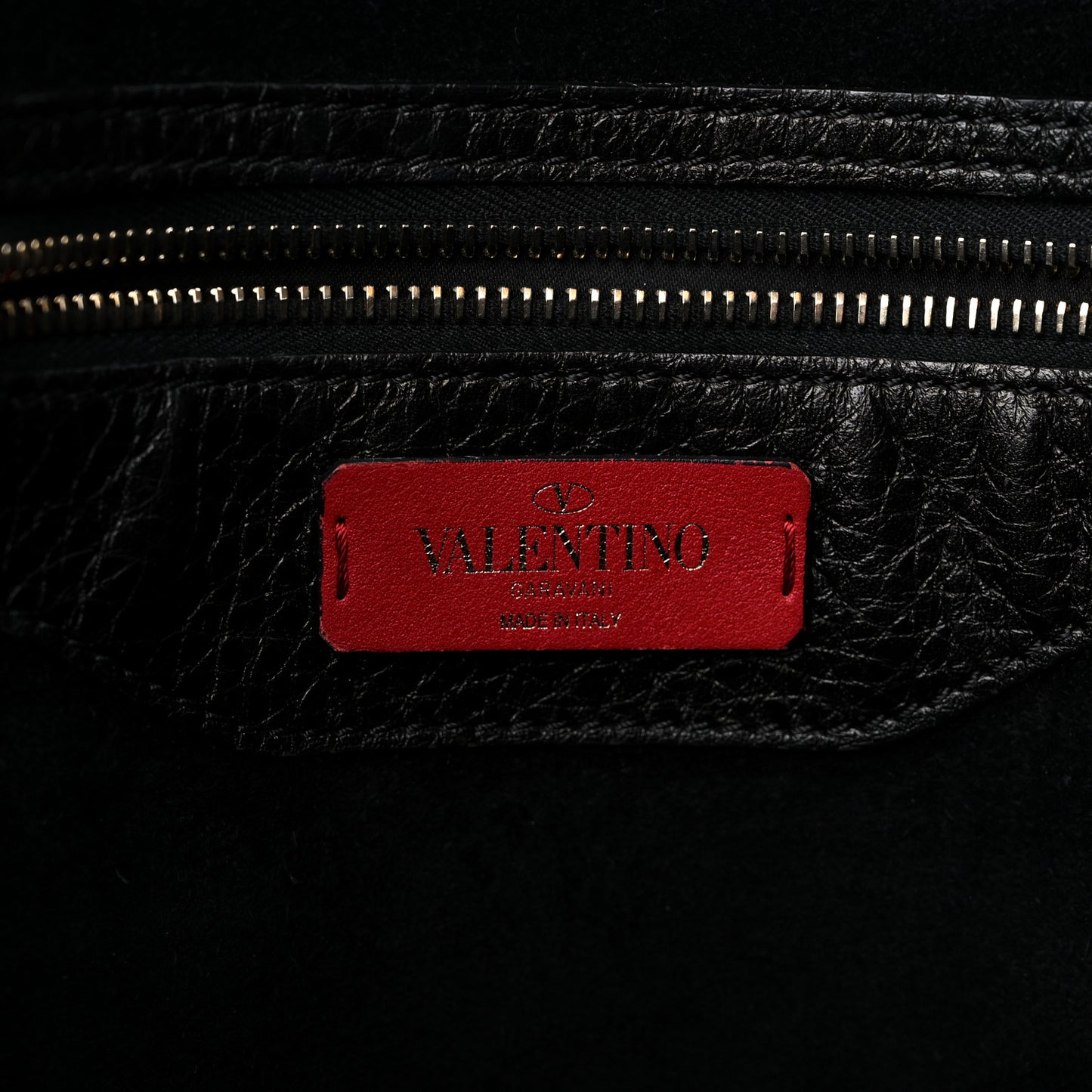 Grained Calfskin Rockstud Shoulder Tote Black