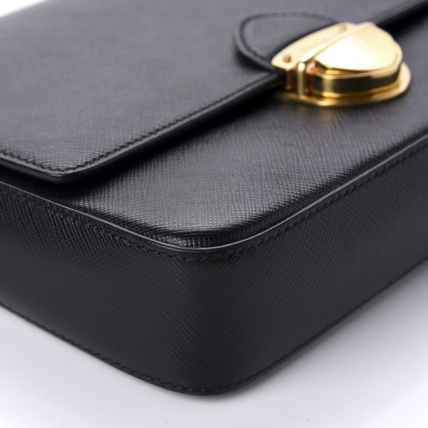 Saffiano Pushlock Chain Crossbody Bag Black