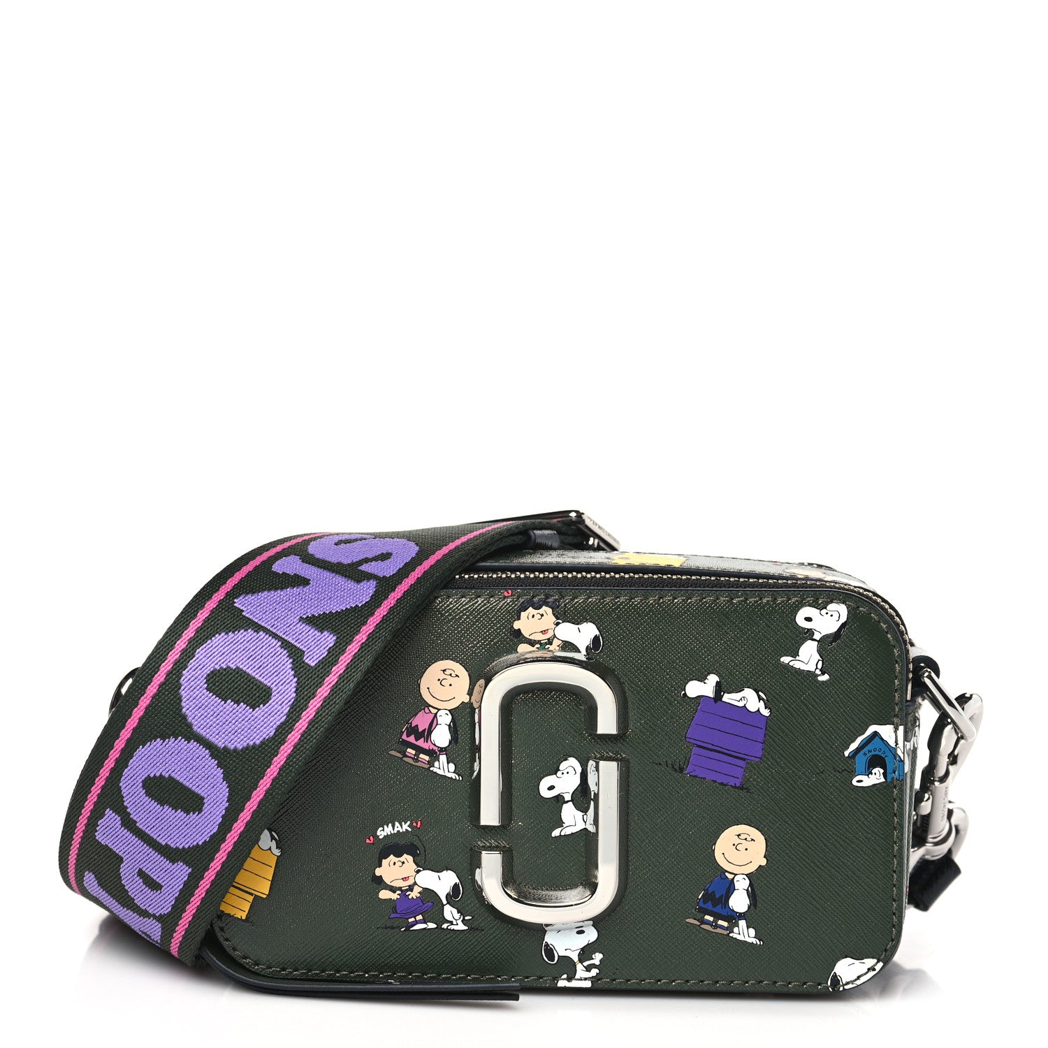 Marc Jacobs X Peanuts Saffiano Snoopy Snapshot Camera Bag Green