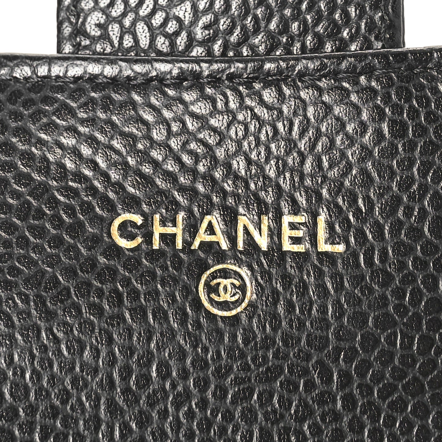 Caviar Quilted Flap Card Holder Wallet Black