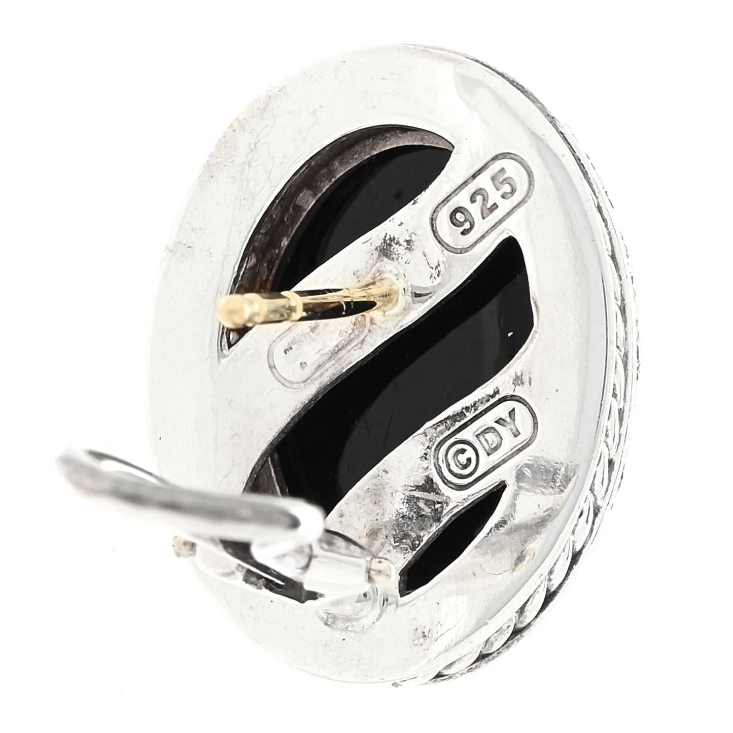 Sterling Silver Diamond Black Onyx 14mm Oval Earrings