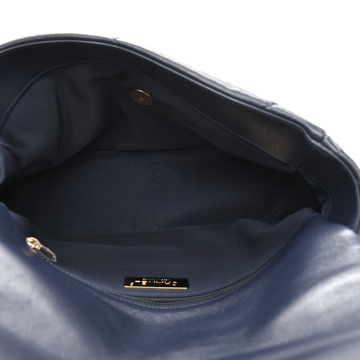 Goatskin Quilted Large Chanel 19 Flap Navy