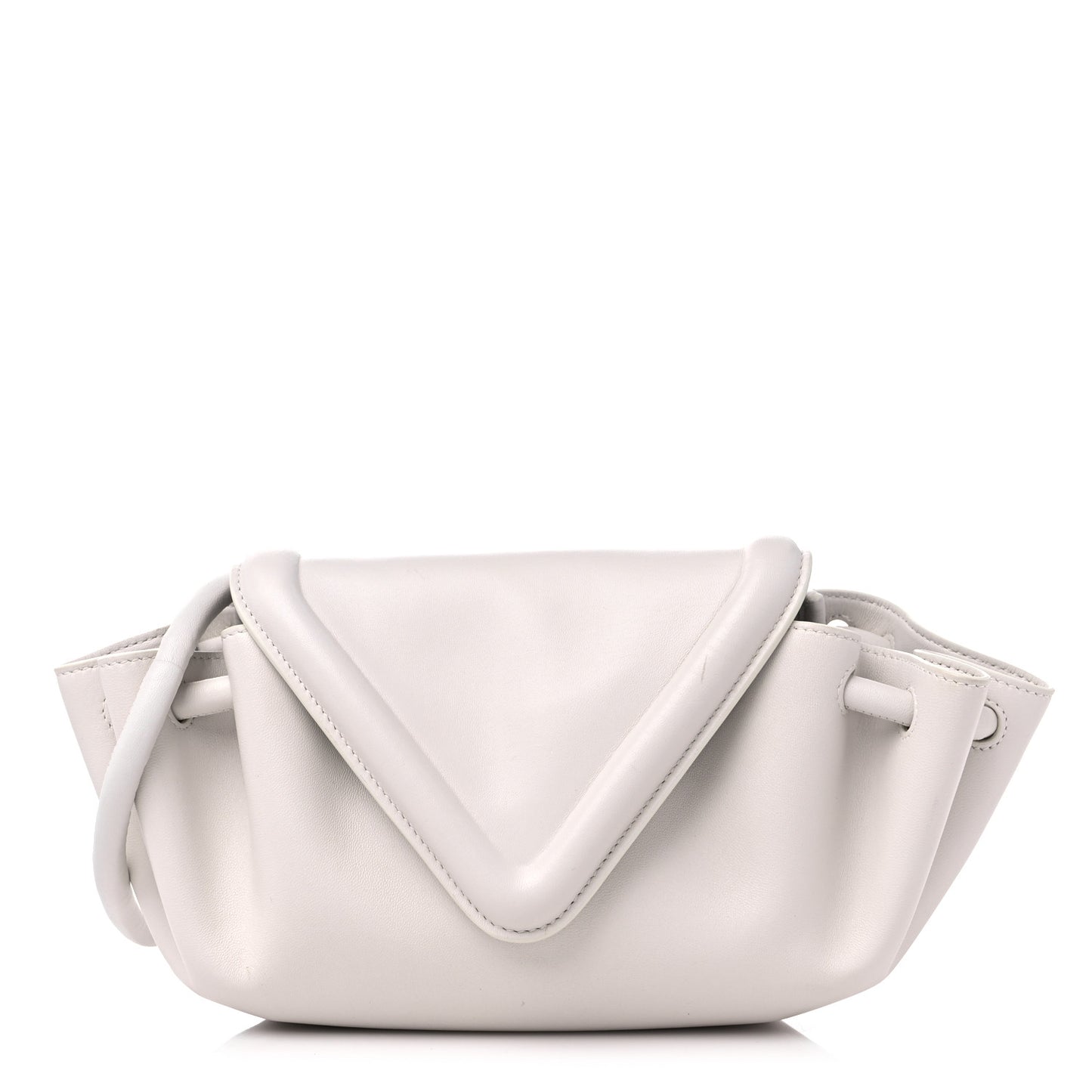 Lambskin Small Beak Triangle Flap Shoulder Bag Chalk