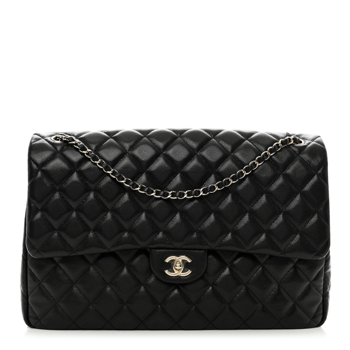 Caviar Quilted XXL Travel Flap Bag Black