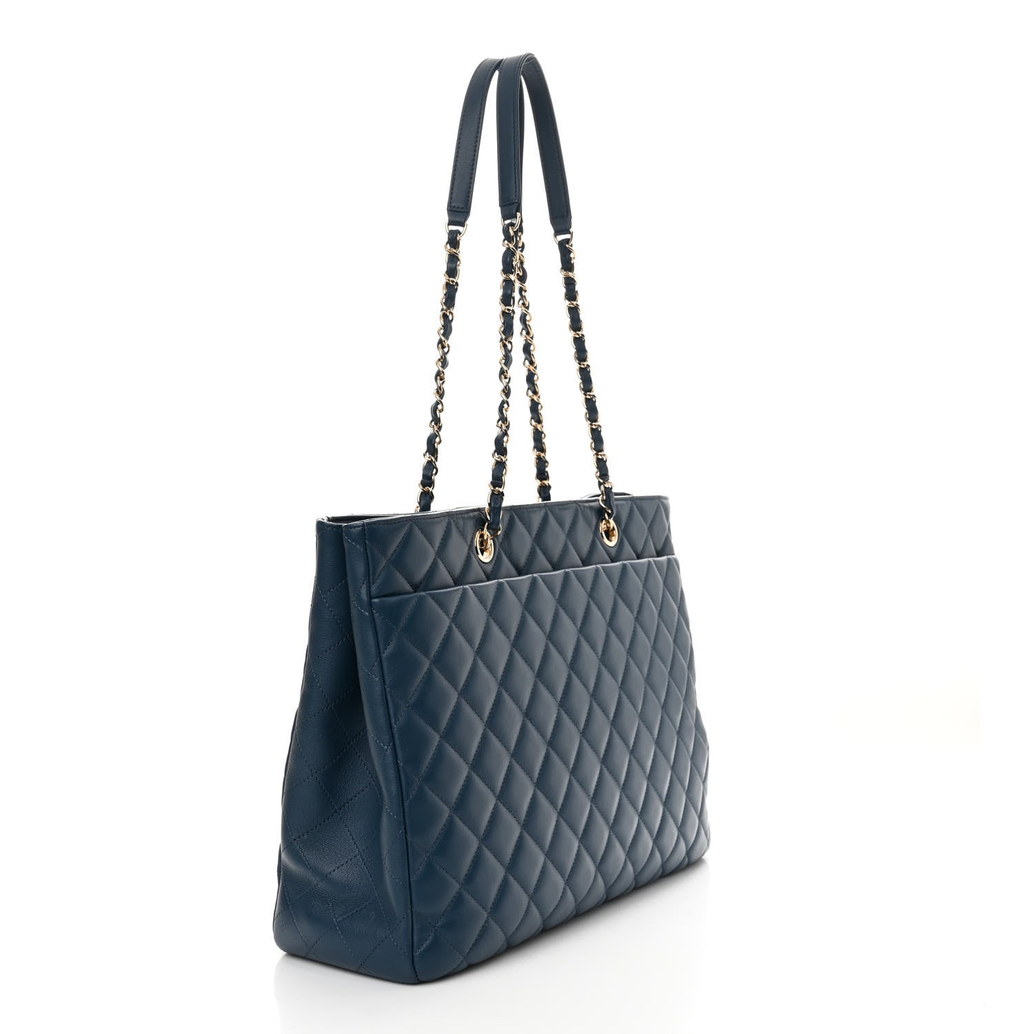Chanel Lambskin Quilted Large Classic Shopping Tote Blue 3 of 11