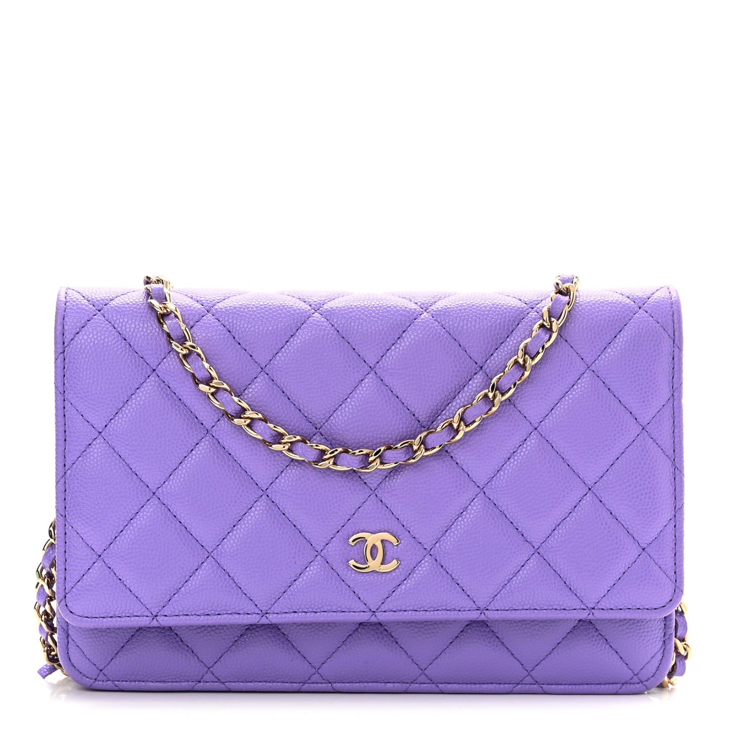 Caviar Quilted Wallet On Chain WOC Purple