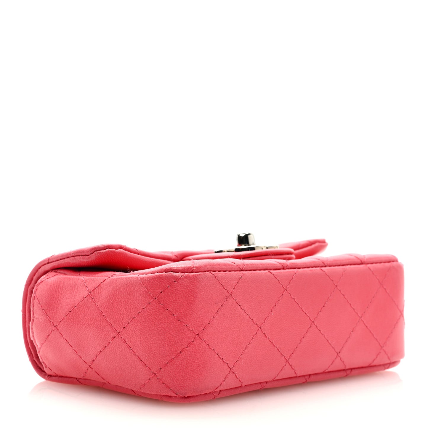 Lambskin Quilted Extra Mini Rectangular Flap Pink