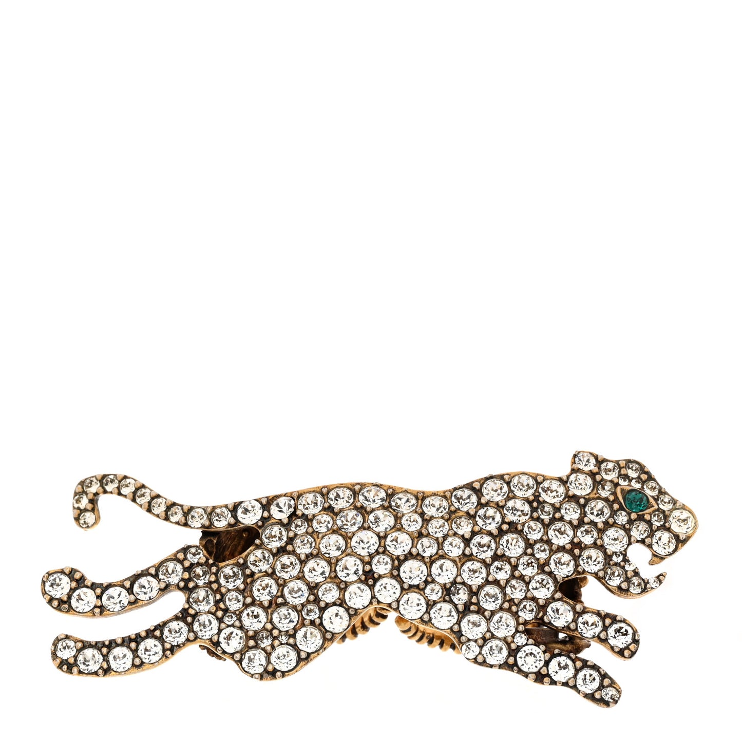 Crystal Tiger Multi-Finger Ring M Aged Gold Emerald
