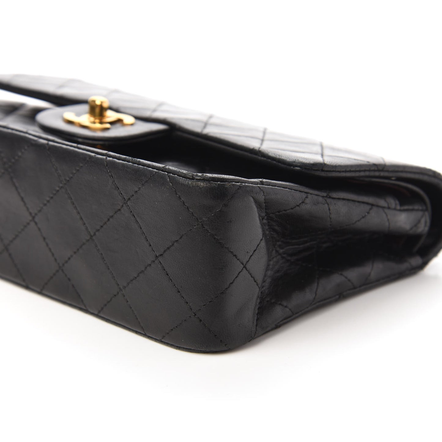 Lambskin Quilted Small Double Flap Black
