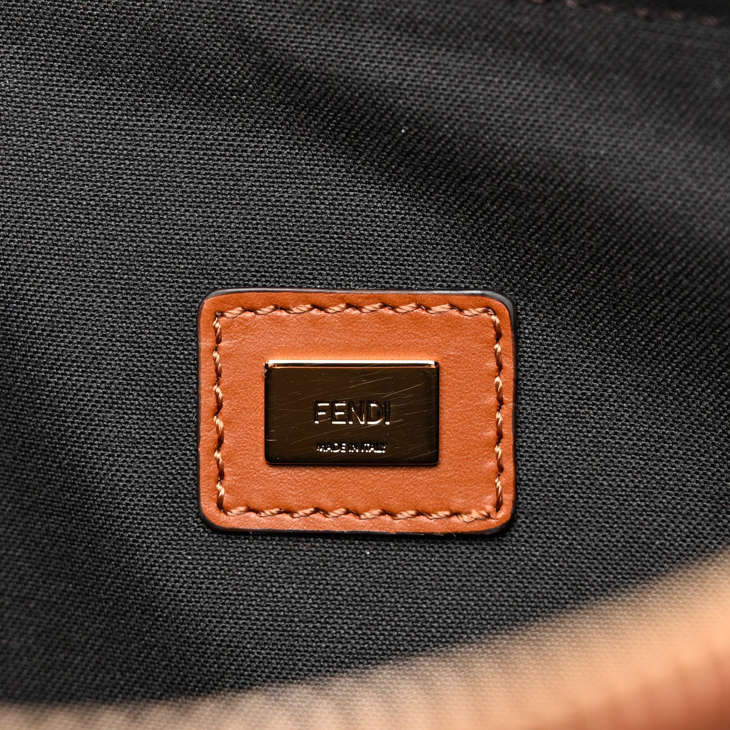 Fendi Vitello King Logo Embossed Large Flat Pouch Cuoio 7 of 7