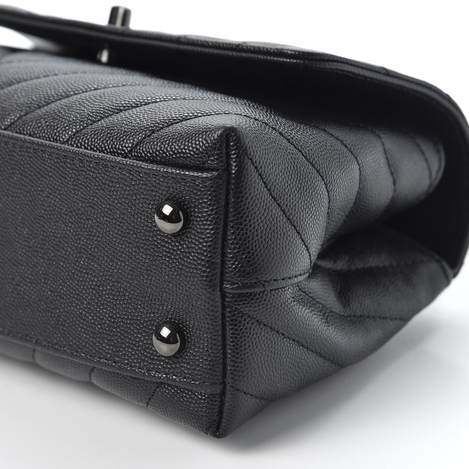 Chanel Caviar Chevron Quilted Mini Coco Handle Flap So Black 6 of 10