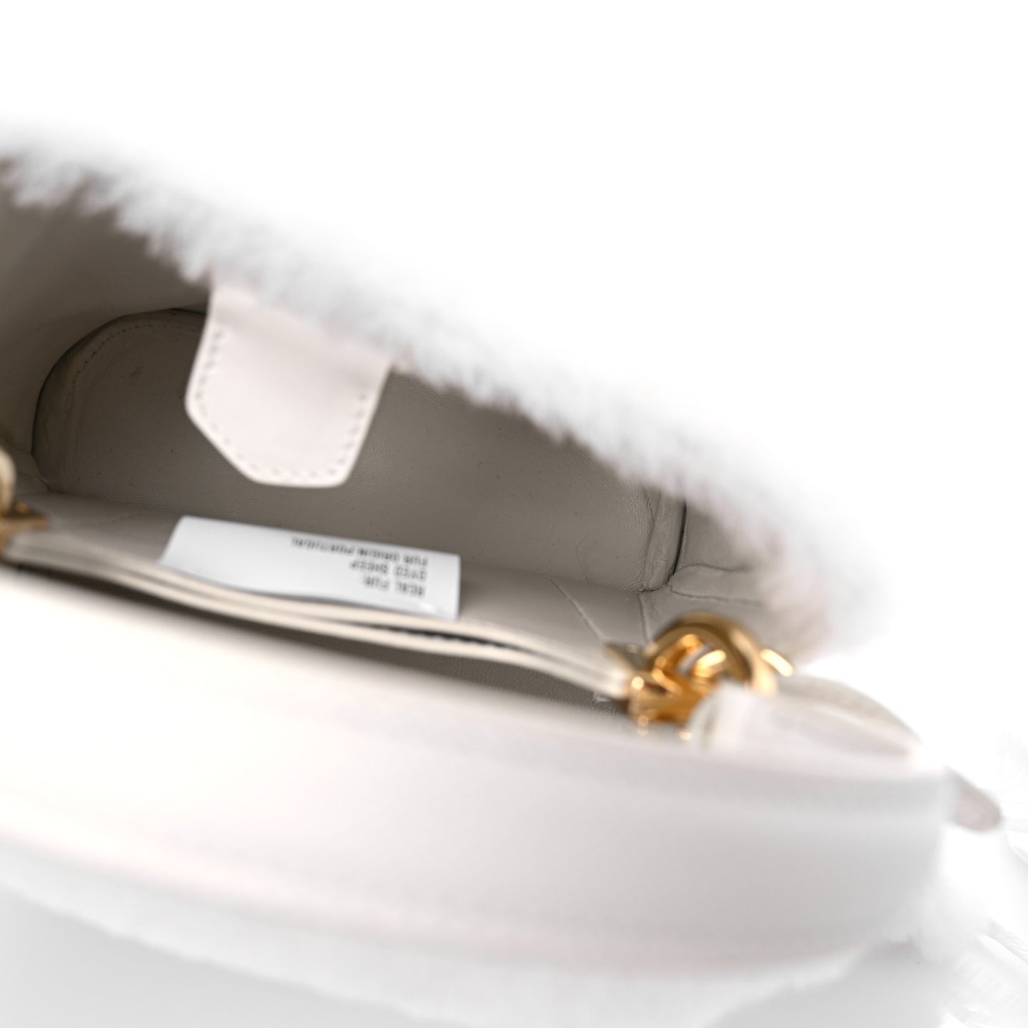 Shearling Saffiano Mini Panier Bucket Bag White