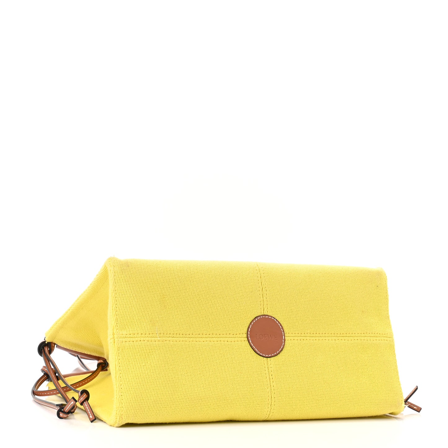 Canvas Calfskin Cushion Tote Yellow