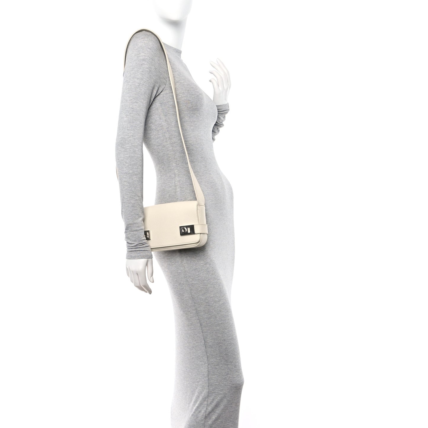 Calfskin Gancini Twins Crossbody Bag White