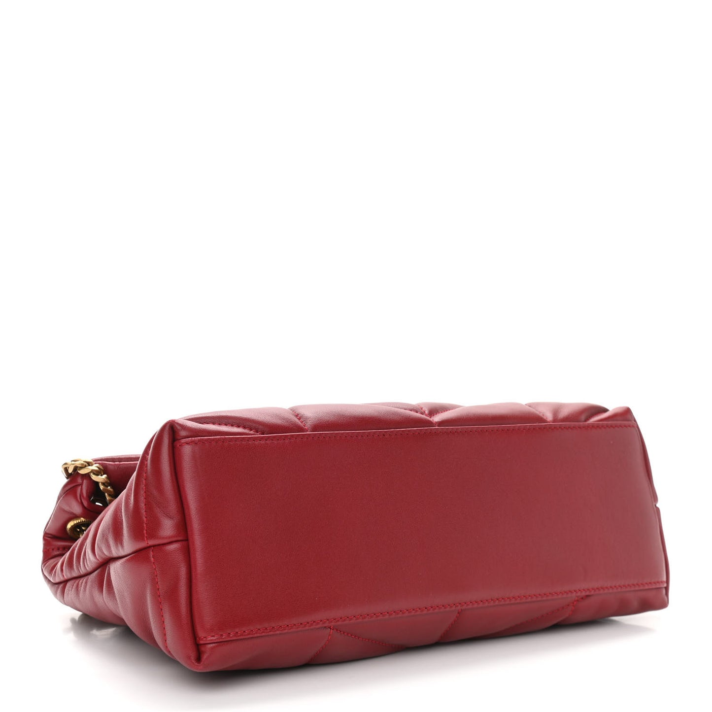Lambskin Quilted Small Loulou Puffer Monogram Chain Satchel Opyum Red