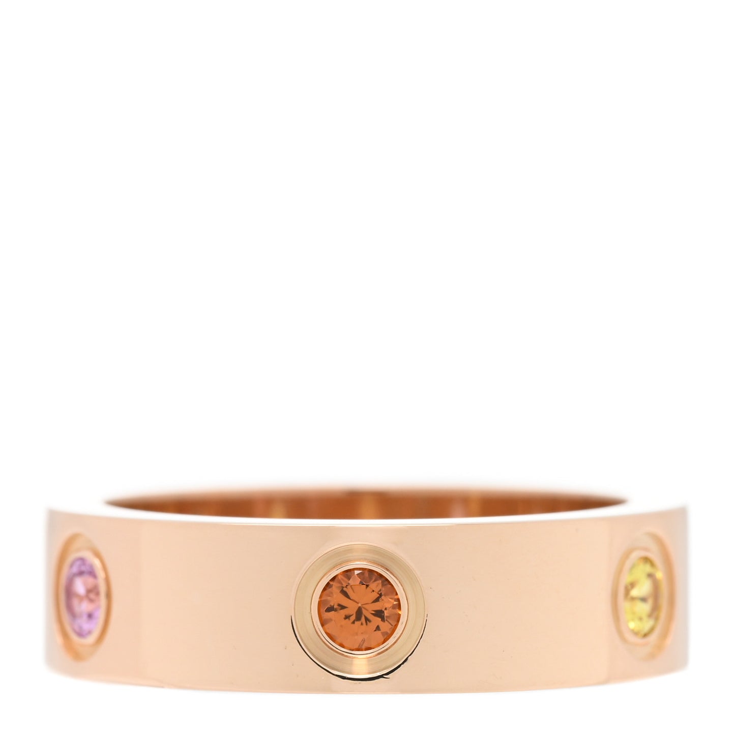 18K Pink Gold Sapphire Garnet Amethyst 5.5mm LOVE Ring 54 6.75