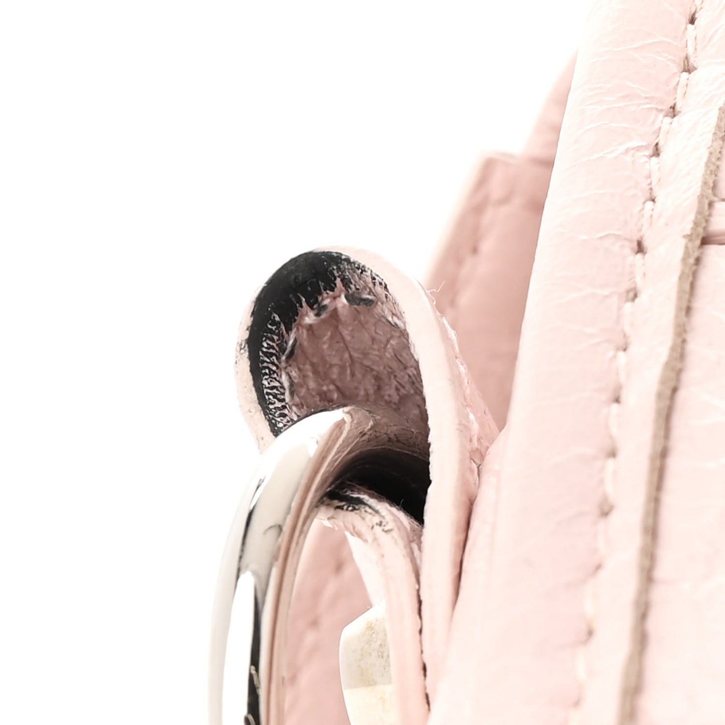 Agneau Classic Silver Hardware Mini City Logo Strap Light Rose White