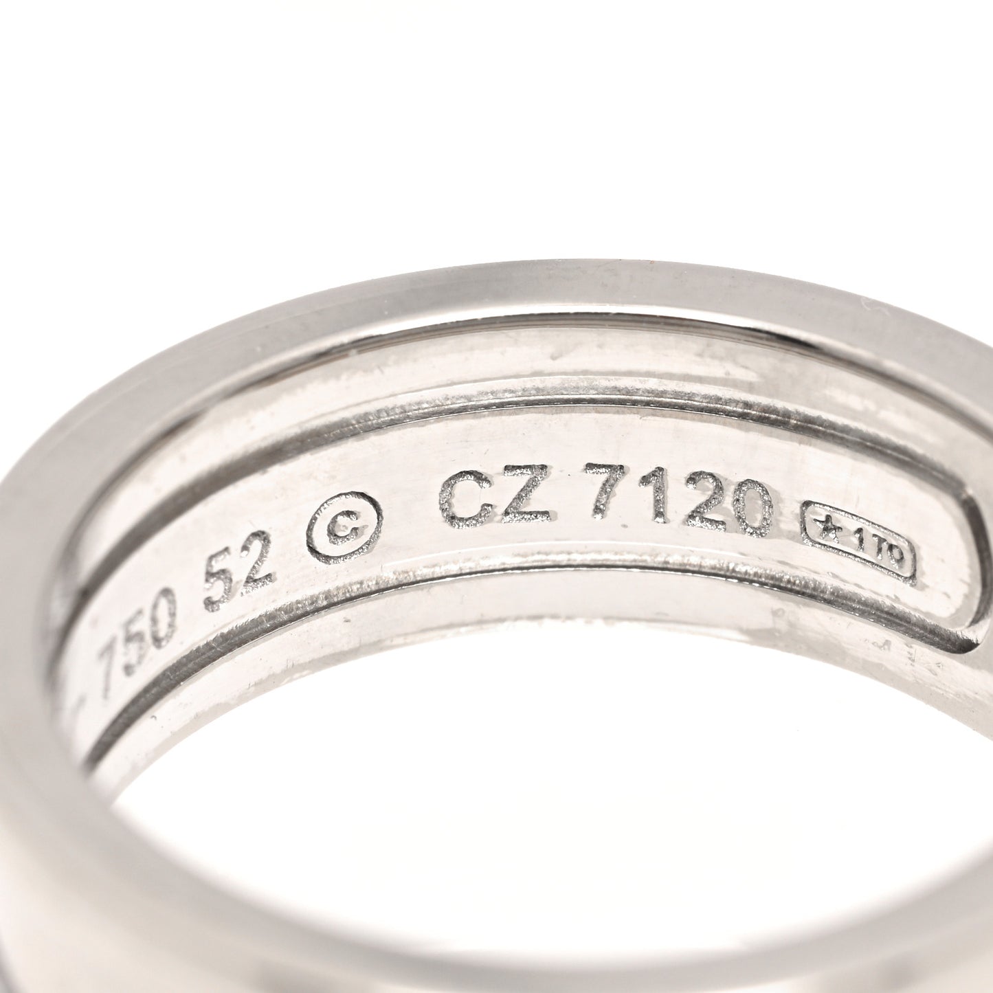 18K White Gold 6.5mm C De Cartier Ring 52 6