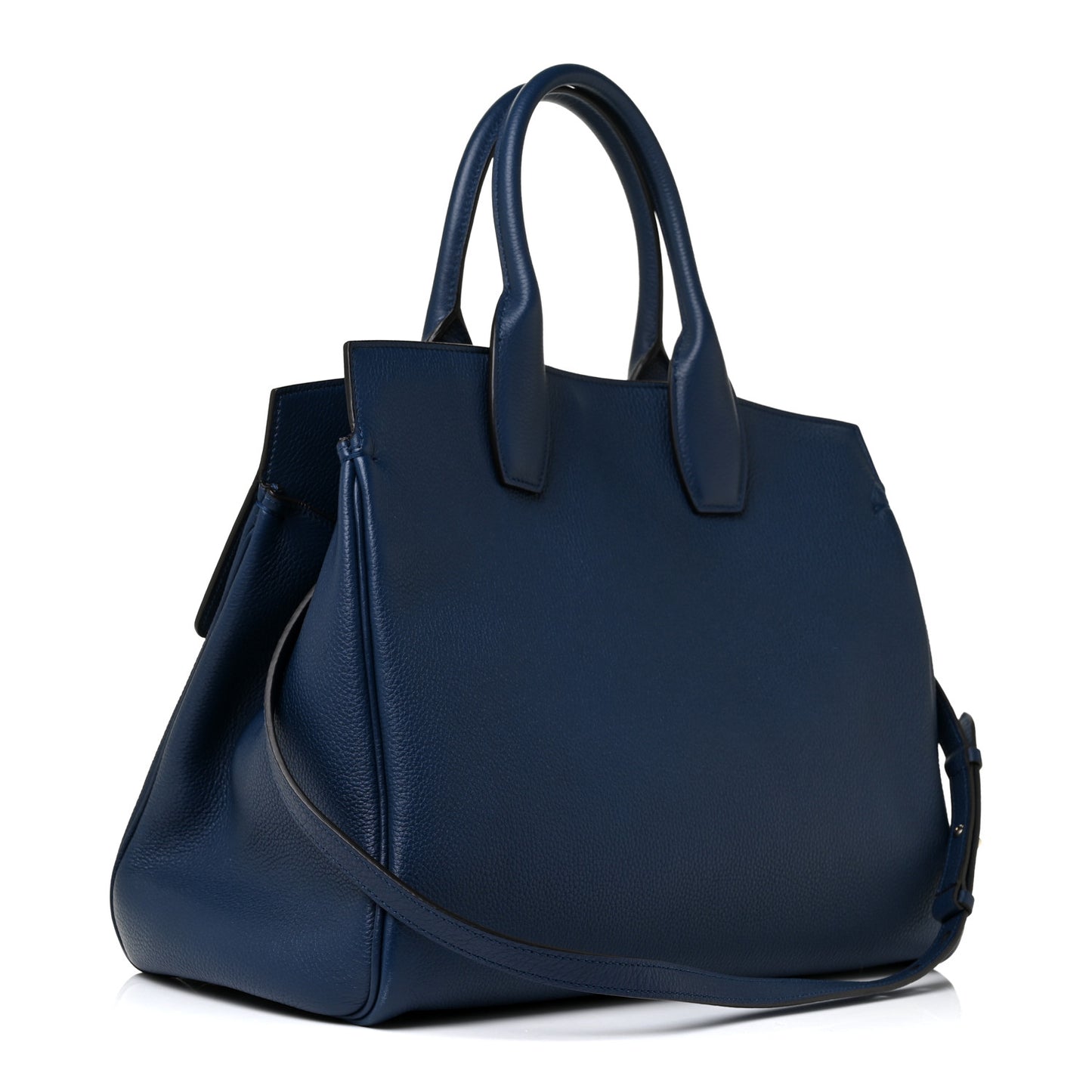 Calfskin Large Studio Top Handle Bag Navy