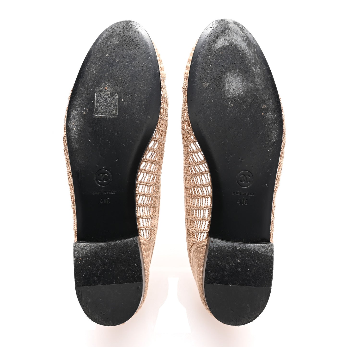 Raffia Cap Toe Ballerina Flats 41 Beige