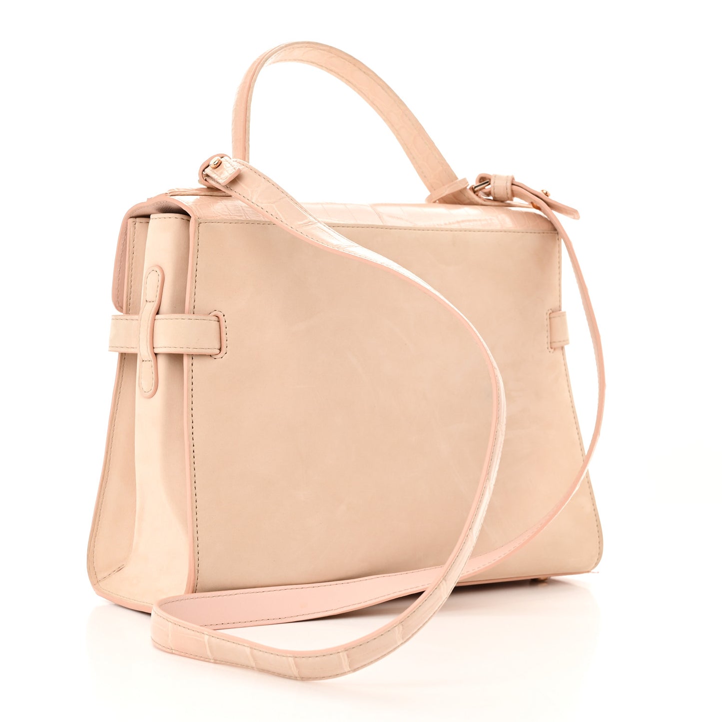 Suede Crocodile MM Tempete Satchel Light Pink