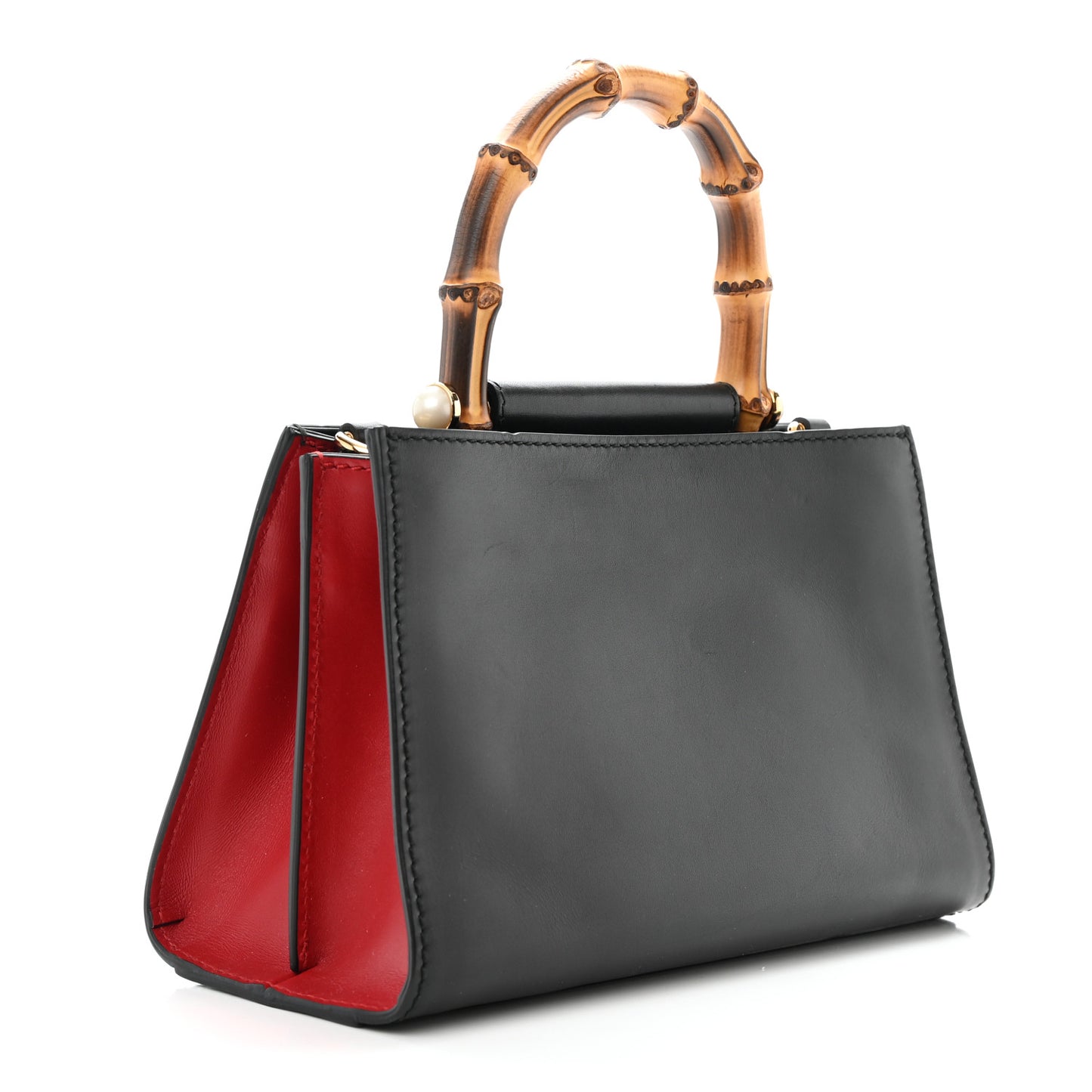 Nappa Bamboo Web Mini Nymphaea Top Handle Bag Black